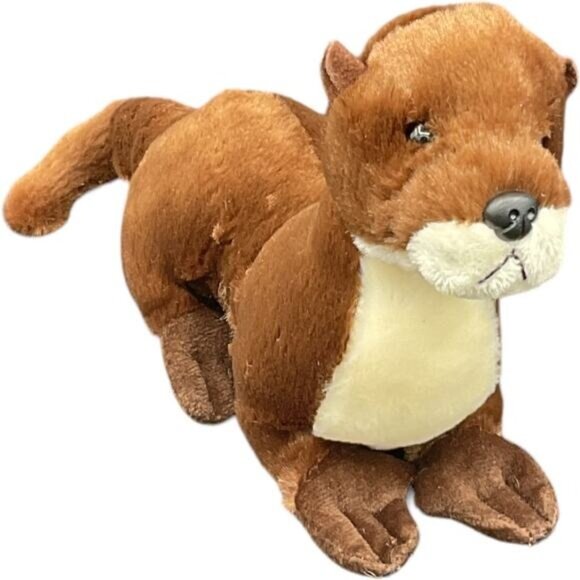 Aurora Mini Flopsie Sliddy Brown & White Otter Plush Stuffed Animal Toy 8" - Picture 1 of 6